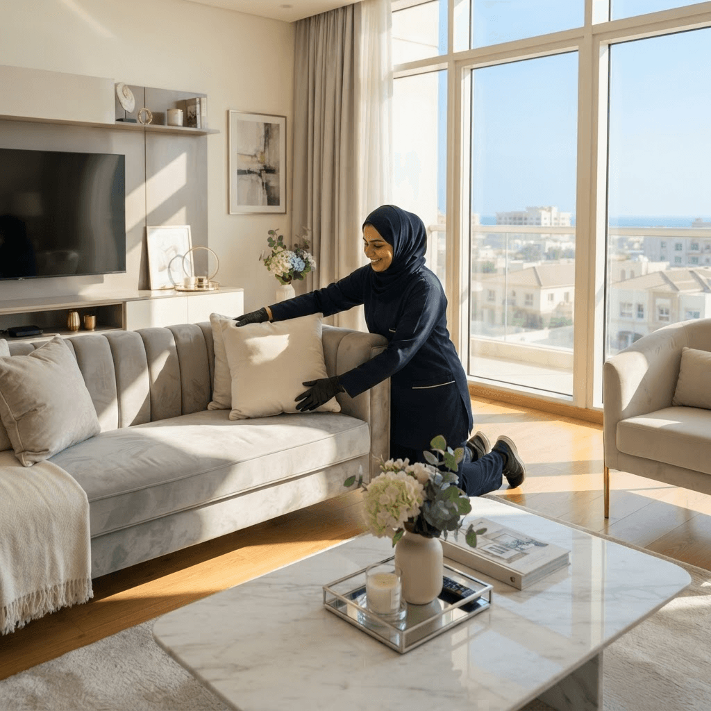 اللمسات النهائية بعد تنظيف امنزل